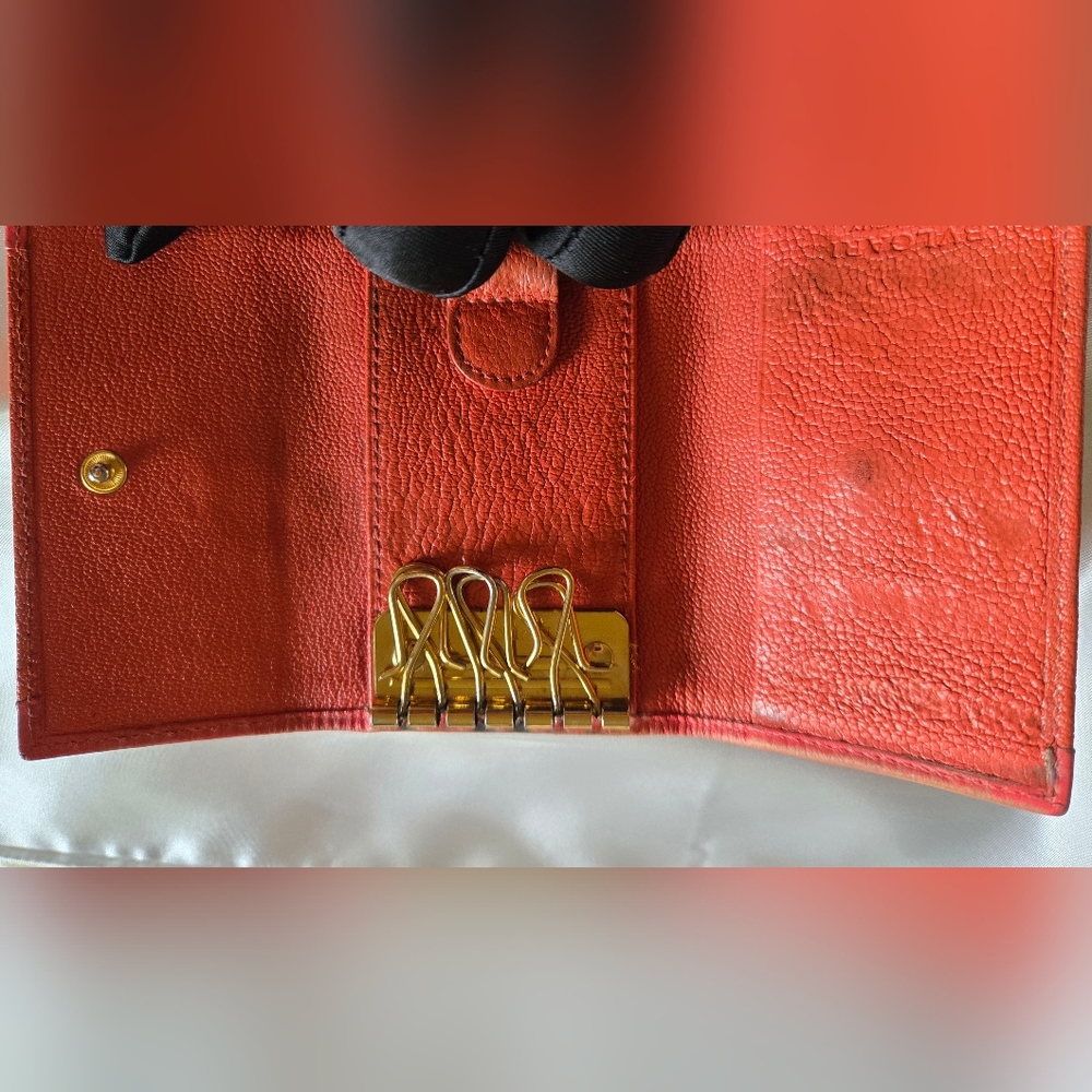 BVLGARI Orange Leather Wallet with Gold Emblem - Picture 8 of 11